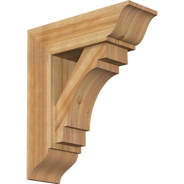 Ekena Millwork Merced Traditional Rough Sawn Bracket w/ Offset Brace, Western Red Cedar, 8"W x 24"D x 28"H BKT0806X24X28MRC01RWR - main